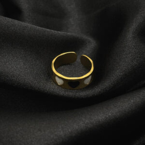 Anneau cœur noir blanc en acier inoxydable