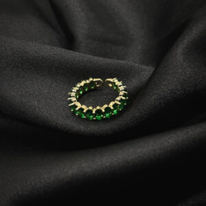 Anneau semblant de diamant vert en acier inoxydable