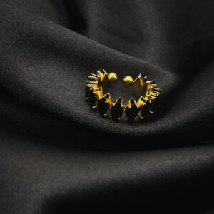 Bague diamants noirs en acier inoxydable