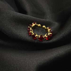 Bague diamants rouges en acier inoxydable