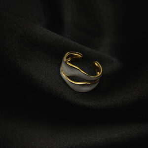 Bague double anneaux noir en acier inoxydable