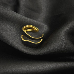 Bague double anneaux blanc en acier inoxydable