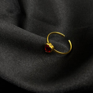 Bague plaquet cœur rouge en acier inoxydable