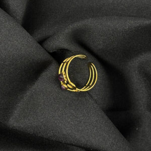 Bague plaquet lune soleil couleur violette en acier inoxydable