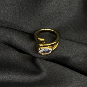 Bague plaquet médaillon diamant en acier inoxydable