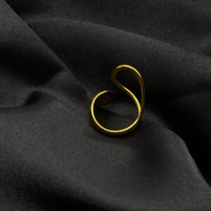 Bague plaquet or double médaillons ouvert fermé en acier inoxydable