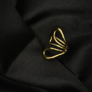 Bague plaquet or papillon en acier inoxydable