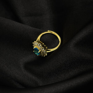 Bague plaquet semblant de cristal bleu diamant en acier inoxydable