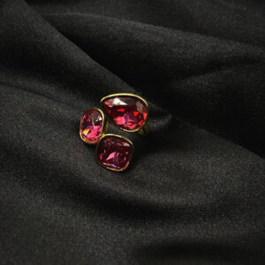 Bague plaquet trio diamants rose en acier inoxydable