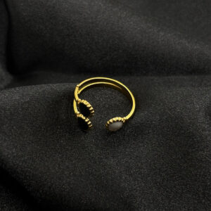 Bague trio pierre noir blanc en acier inoxydable