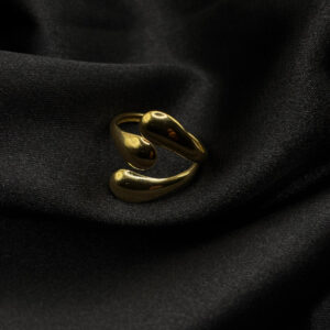 Bague trio plaquet or en acier inoxydable