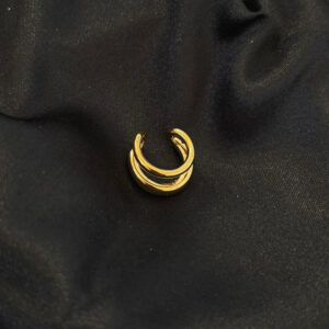 Boucles double créole plaquet or en acier inoxydable