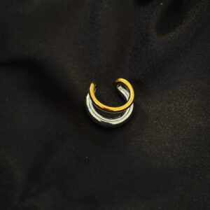 Boucles double créole plaquet or et argent en acier inoxydable