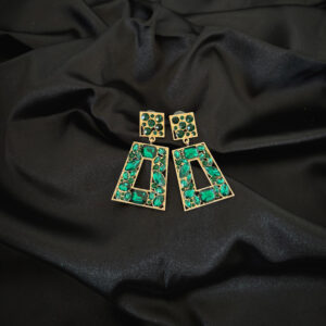 Boucles en acier inoxydable avec diamant vert