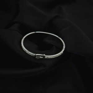 Bracelet cerceau argent diamants en acier inoxydable