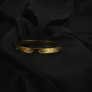 Bracelet cerceau or avec diamants multicolore en acier inoxydable