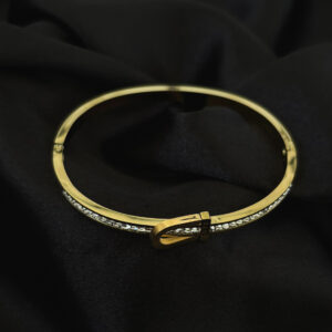 Bracelet cerceau or contour diamants en acier inoxydable