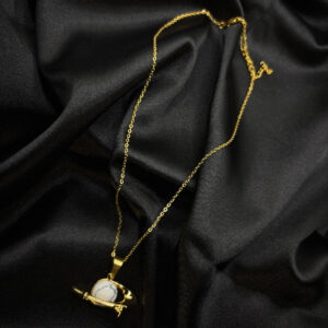 Chaine la petite boussole blanche en acier inoxydable