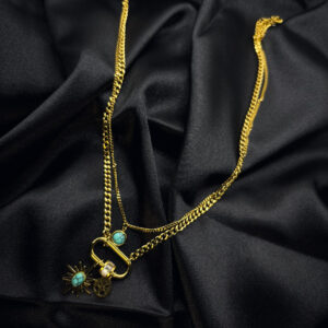 Chaîne Le trio cristal vert en acier inoxydable