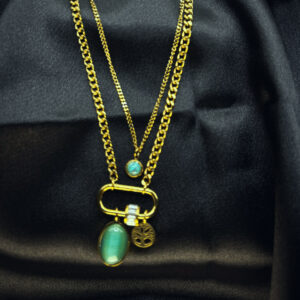 Chaîne Perle verte en acier inoxydable