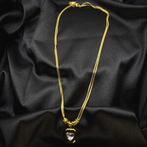 Chaîne à médaillon diamant cœur en acier inoxydable