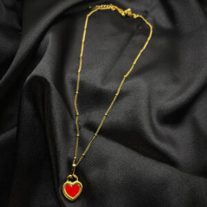 Chaîne à médaillon double face rouge blanc en acier inoxydable