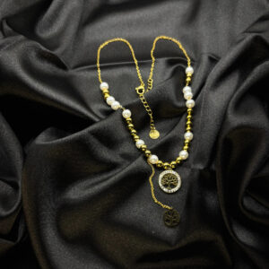 Chaîne double médaillons arbre en acier inoxydable