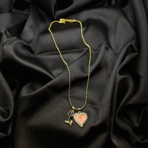 Chaîne double médaillons fleurs rose bleu en acier inoxydable