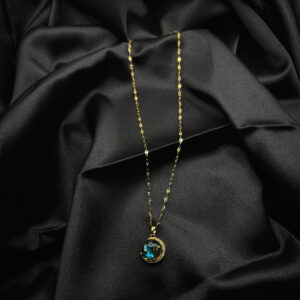 Chaîne lune bleu ciel en acier inoxydable