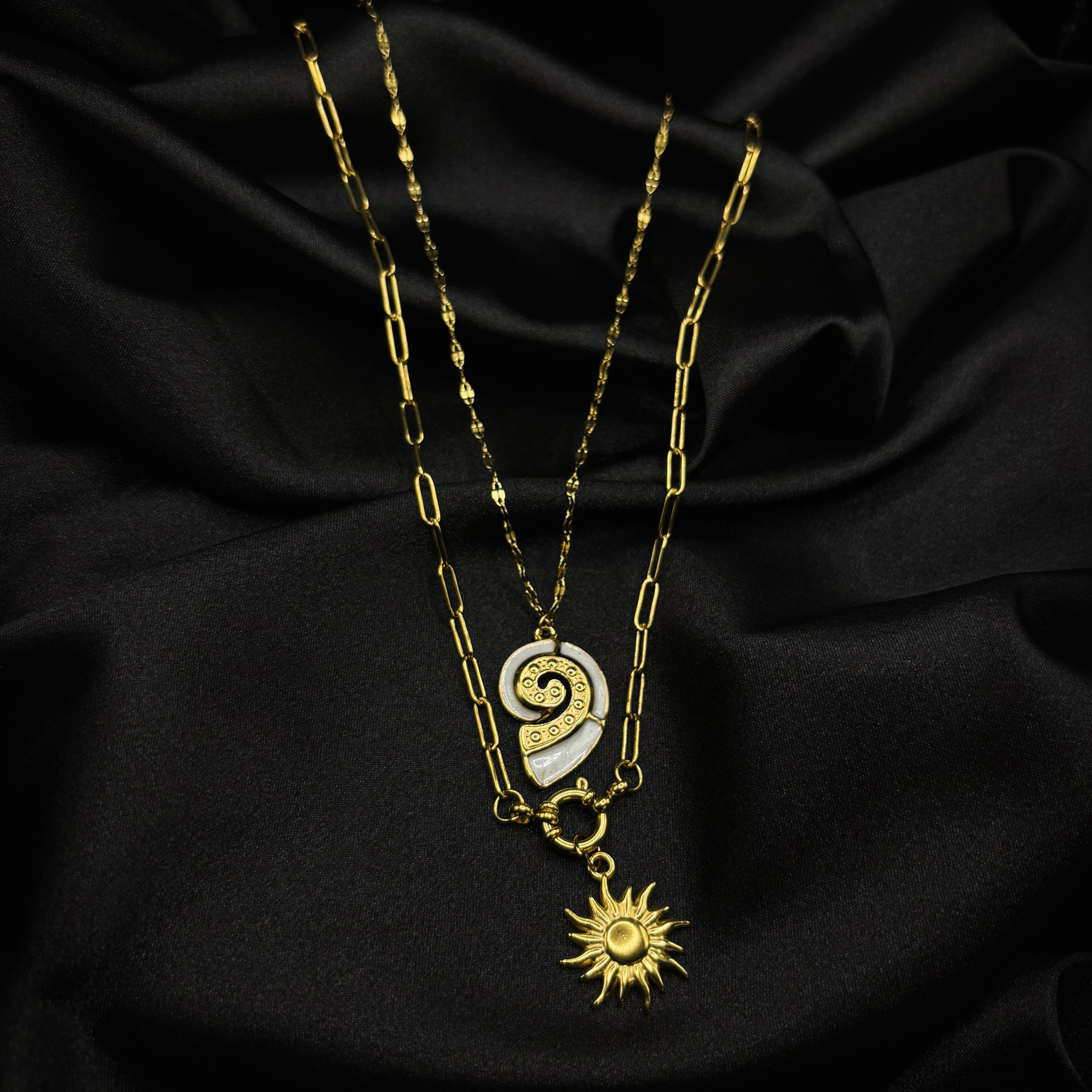 Ensemble chaîne soleil + coquillage en acier inoxydable – Image 4