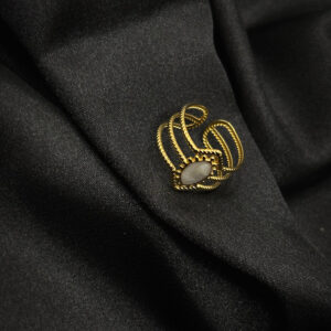 Trio bague médaillon blanc en acier inoxydable