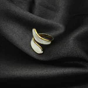 Bague double médaillon blanc en acier inoxydable