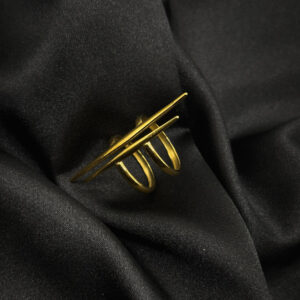 Bague plaquet or double médaillons en acier inoxydable