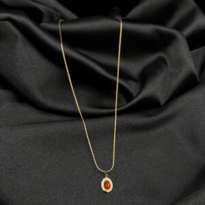 Chaine pierre rouge en acier inoxydable